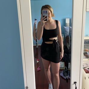 black cutout mini dress